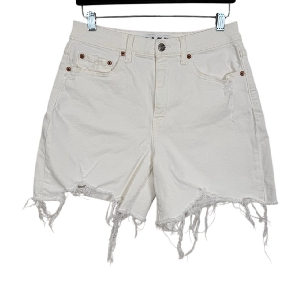 Women's White Distressed Jean Shorts